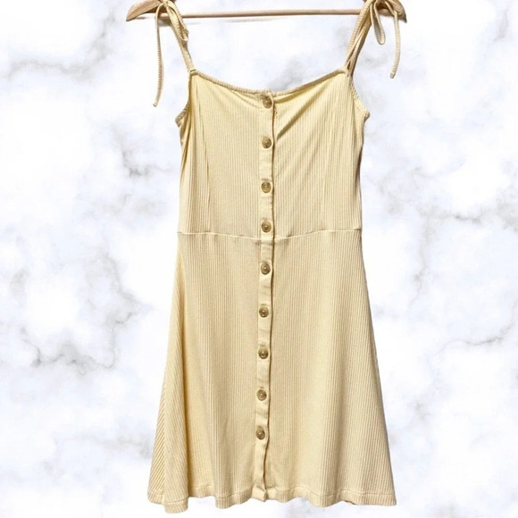 TopShop Ribbed Button Down Mini Dress Tie Sleeve 6 - Picture 2 of 6